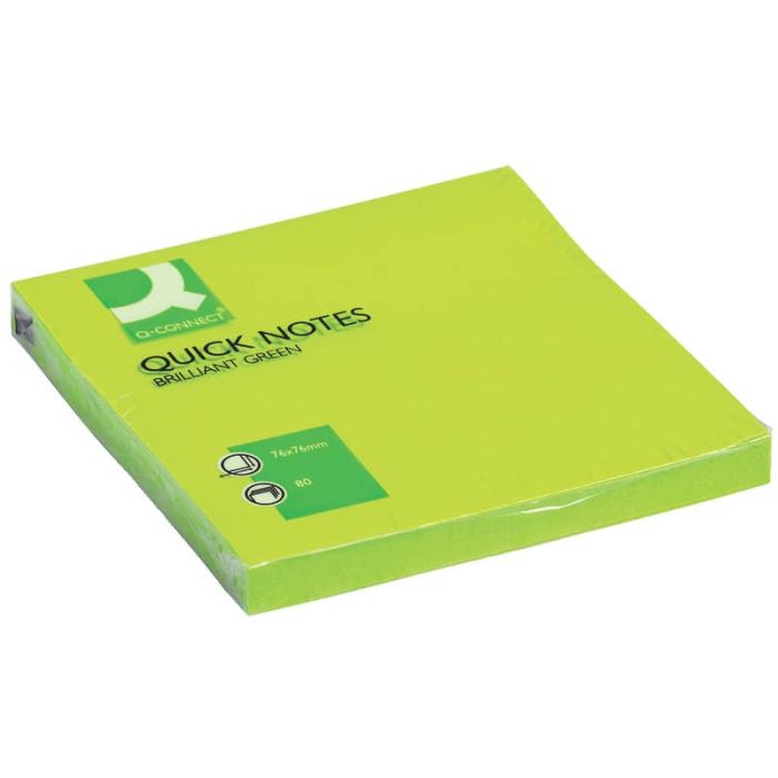 Foglietti riposizionabili Q-Connect 70 g/m² verde neon 76x76 mm 6 blocchetti da 75 ff - KF10515 main product photo