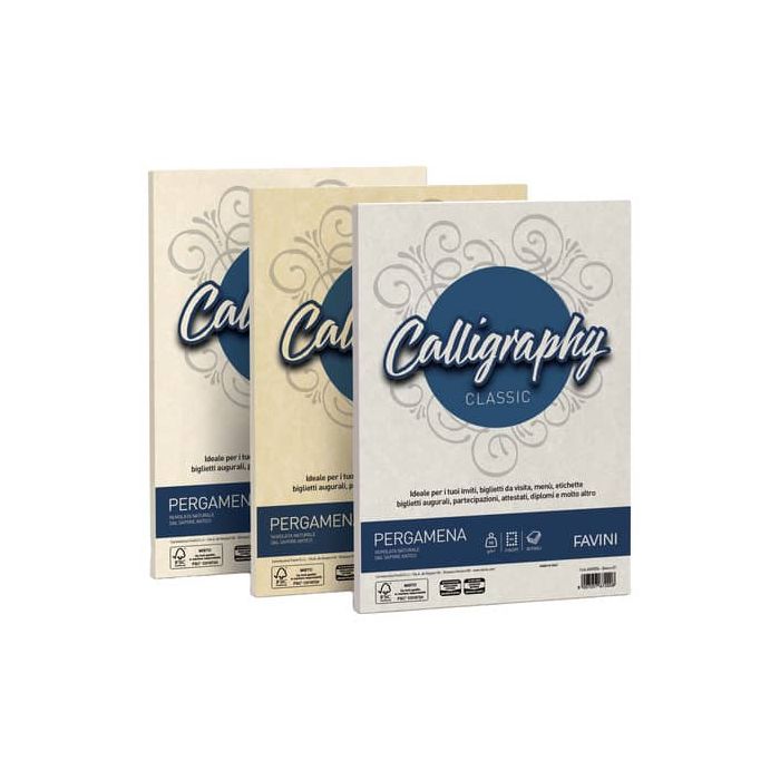 Carta pergamena FAVINI Calligraphy per lettere da stampare, finitura liscia 90 g/m² A4 crema 05 50 fogli - A692204 main product photo