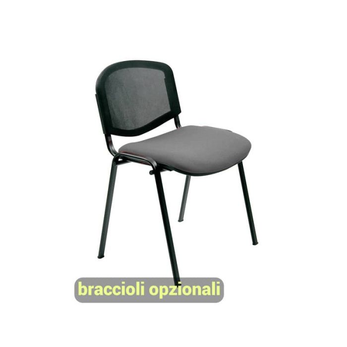 Sedia visitatore 4 gambe Unisit Dado D5N schienale in rete - rivestimento eco grigio scuro - Conf. 2 pezzi - D5N/2/ET main product photo