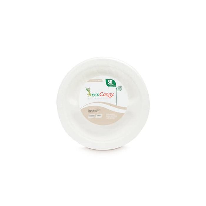 Piatti a 2 scomparti bio-compostabili ecoCanny Party bianco Ø225x22 mm conf. 50 pz - ECO008CA main product photo