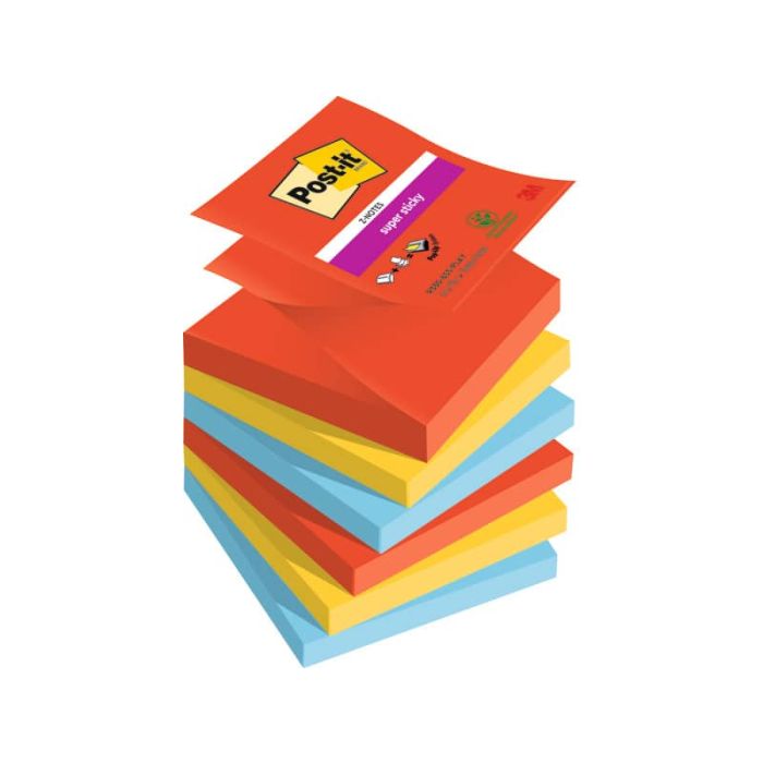 Ricariche di foglietti Post-it® Super Sticky Z-Notes Playful - conf. 6 blocchetti da 90 ff Post-it® 76x76 mm - main product photo
