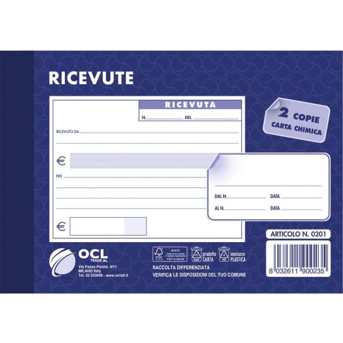 Blocco ricevute generiche O.C.L. formato 15x10 cm 50x2 copie 0201N main product photo