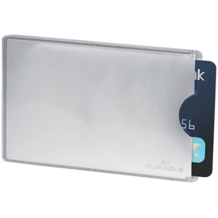 Tasca porta carte di credito DURABLE RFID SECURE argento metallizzato 54x86mm conf. 10 - 890023 main product photo