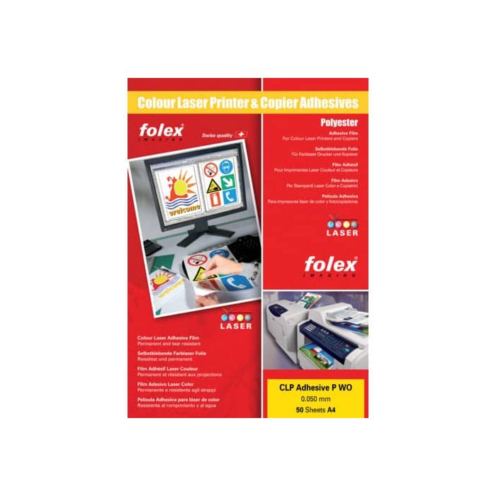Film adesivo per stampanti laser e copiatrici Folex CLP Adhesive P WO 0,05 mm A4 lucido Cf. 50 - 2999W.050.44100 main product photo