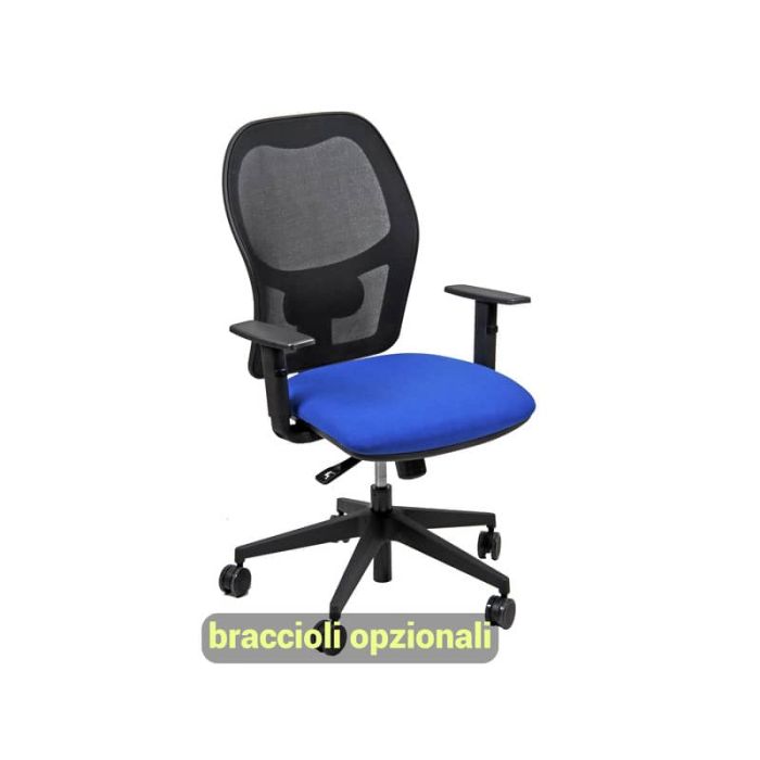 Sedia operativa girevole Unisit Hubble HUHU schienale in rete nero - rivestimento Fili di luce blu -HUHU/F11 main product photo