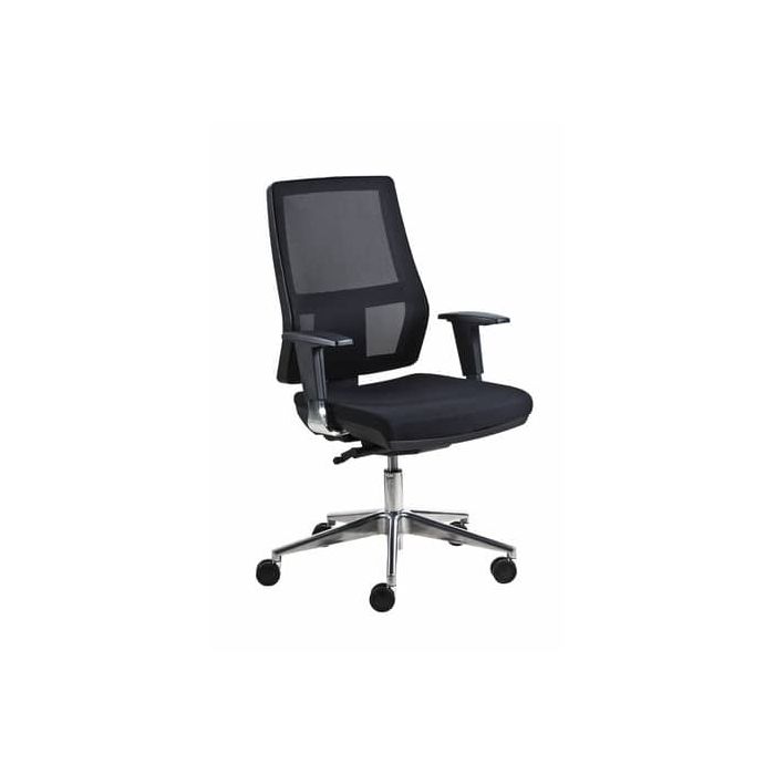 Poltrona semi-direzionale Seditaly Unica Syncro tessuto ignifugo nero braccioli regolabili - UCG0S11EGB833 main product photo
