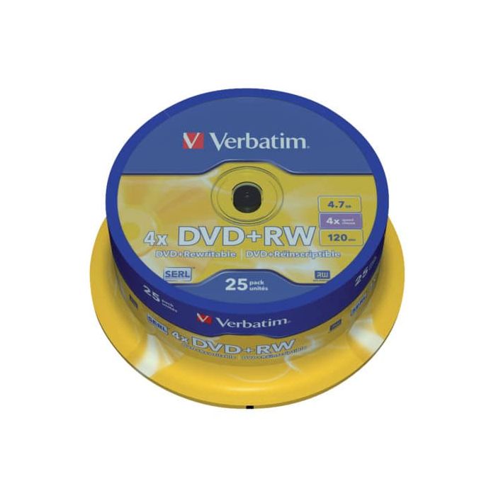 DVD+RW Verbatim 4x 4.7 GB in confezione da 25 dvd+rw - 43489 main product photo