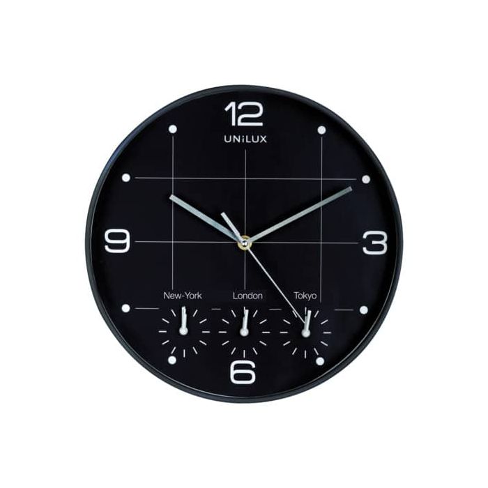 Orologio da parete al quarzo UNILUX On Time con 4 fusi orari Ø 30,5 cm nero 400094567 main product photo