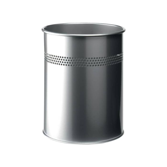 Cestino gettacarte DURABLE cilindrico con superficie perforata acciaio 15 l argento metallizzato - 330023 main product photo