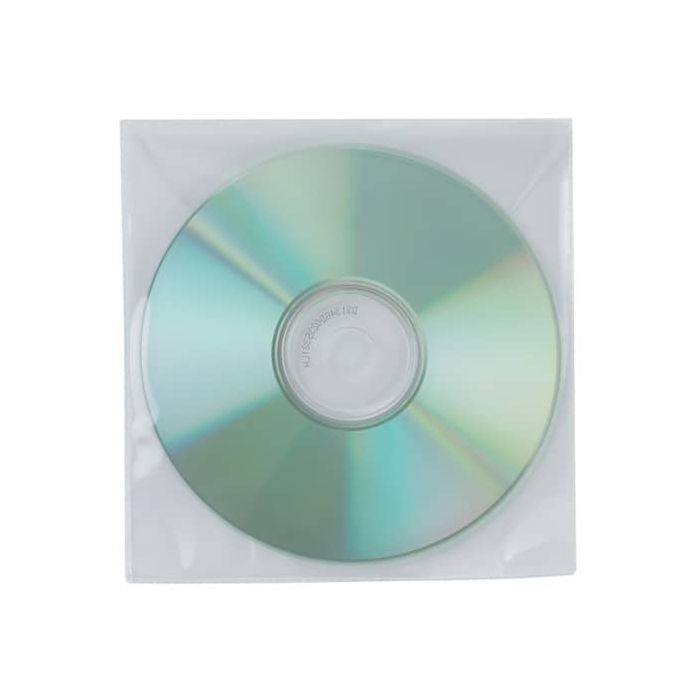 Tasca per CD/DVD Q-Connect polipropilene 120my senza foratura con lembo chiusura conf. da 50 pezzi - KF02207 main product photo