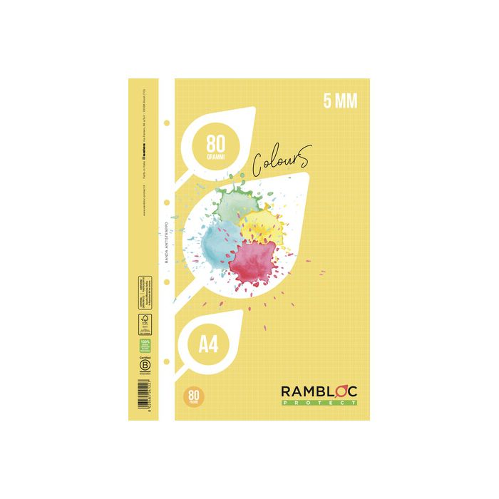 Ricambio rinforzato quaderni ad anelli Rambloc formato A4 colore giallo - 5 mm - 90524122 main product photo