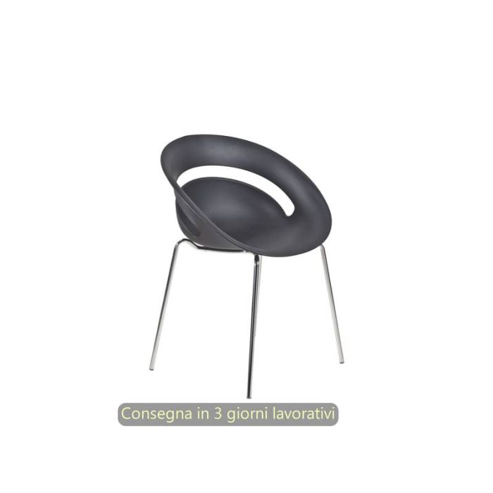 Set 2 sedute ospite Seditaly Chloe' in PP riciclato e gambe in acciaio cromato nero - COV0F1200PP01 main product photo