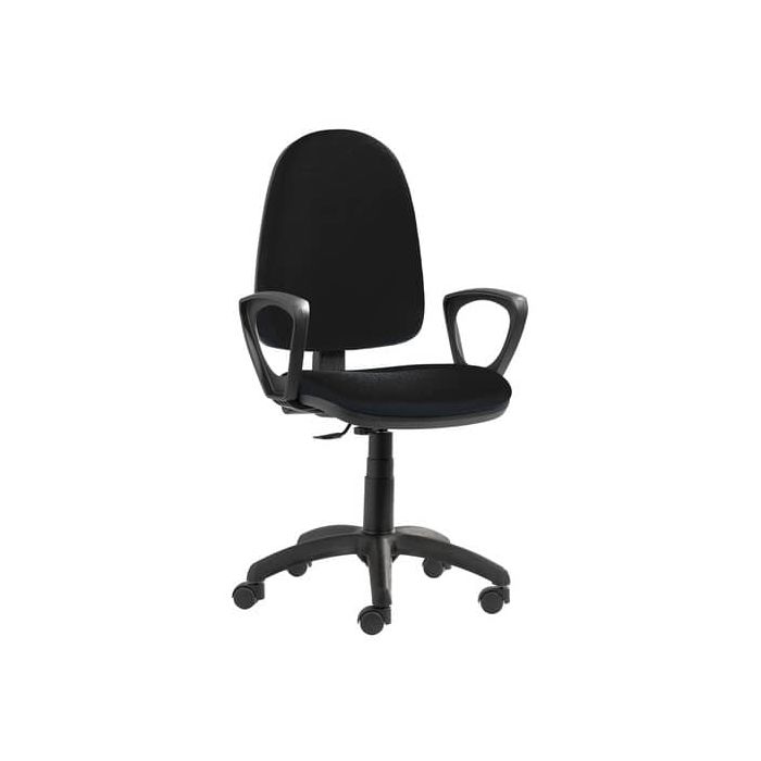 Seduta operativa Seditaly Sofia CPM con meccanismo a contatto permanente tessuto ignifugo e braccioli fissi nero main product photo