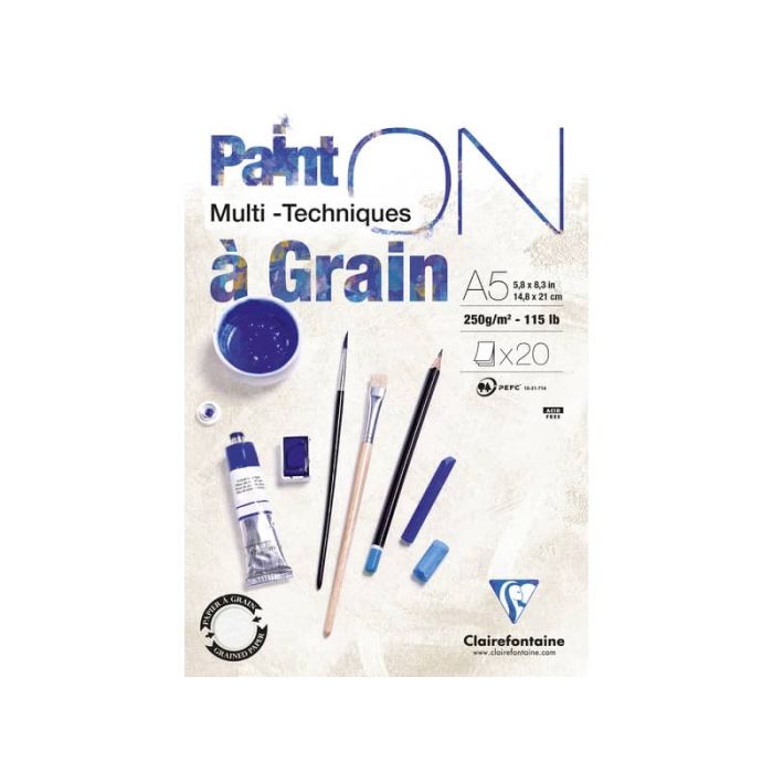 Blocco collato Clairefontaine Paint'on a grain conf. 4 pz - formato A5 - 975048C main product photo