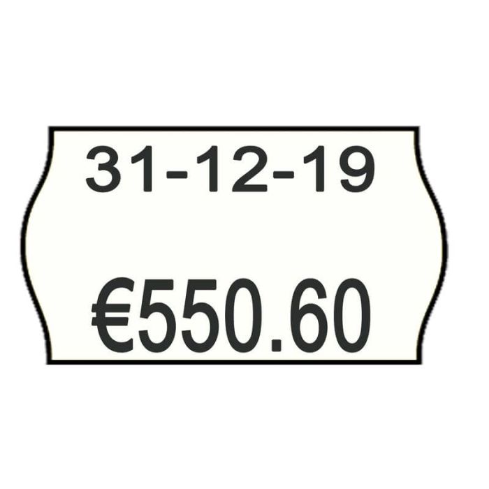 Rotolo da 1000 etichette per prezzatrice Printex sagomate 26x16 mm bianco permanente conf. 10 rotoli - 2616sbp7 main product photo