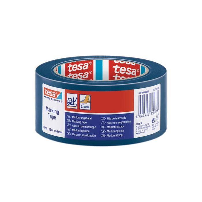 Nastro per segnalazioni in PVC tesa Tesaflex 60760 rivestito gomma resina 50mmX33m blu - 60760-00098-15 main product photo