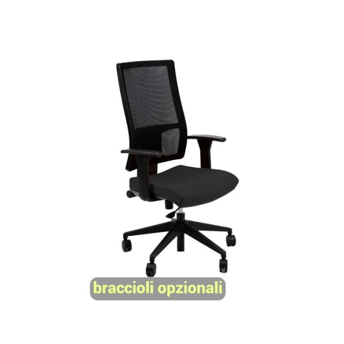 Sedia operativa girevole Unisit Nereide NDA schienele in rete - rivestimento ignifugo nero - NDA/IN main product photo