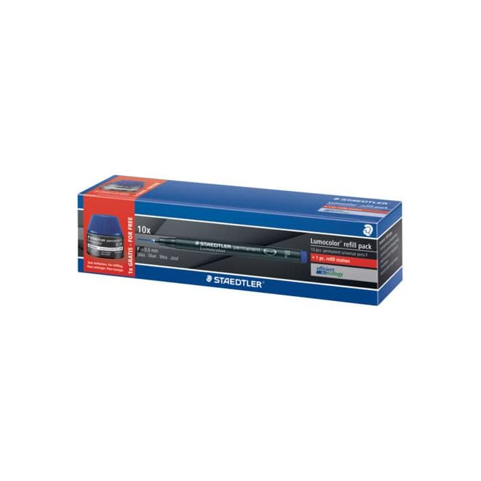 Penna Steadtler Lumocolor più refill - conf. 10 pezzi - colore inchiostro blu 318-3C10P main product photo