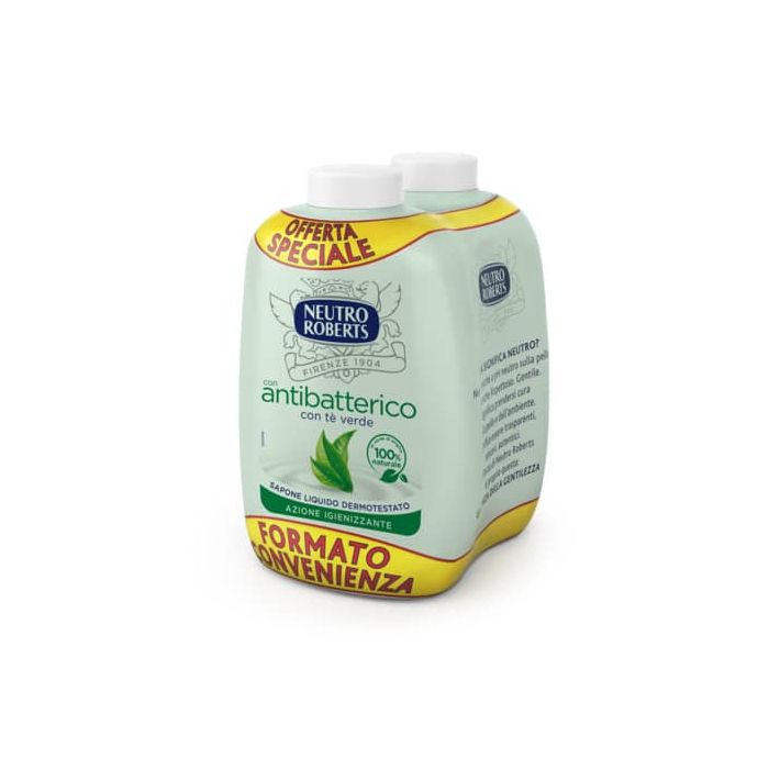 Ricarica sapone Neutro Roberts Antibatterico con te' verde- 200 ml Conf 2 pezzi - R908140 main product photo