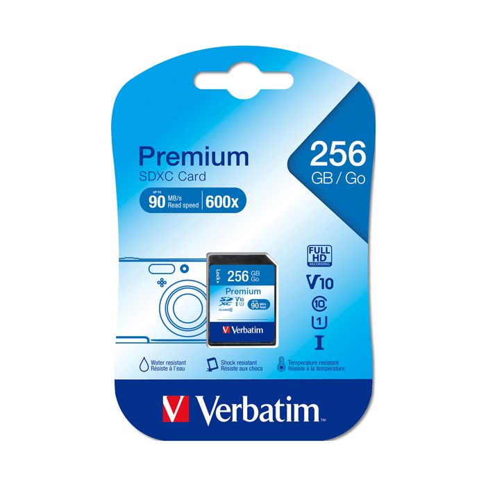VERBATIM SECURE DIGITAL CARD PREMIUM SDXC Class 10/UHS-1 256GB main product photo