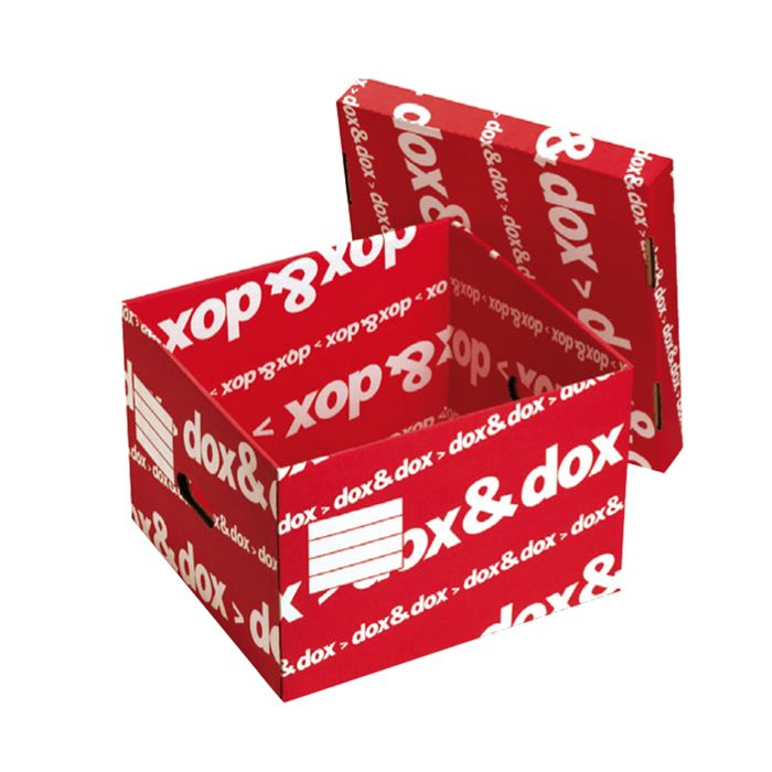 Scatola archivio Dox & Dox con coperchio dorso 29 cm bianco/rosso 1600175 main product photo