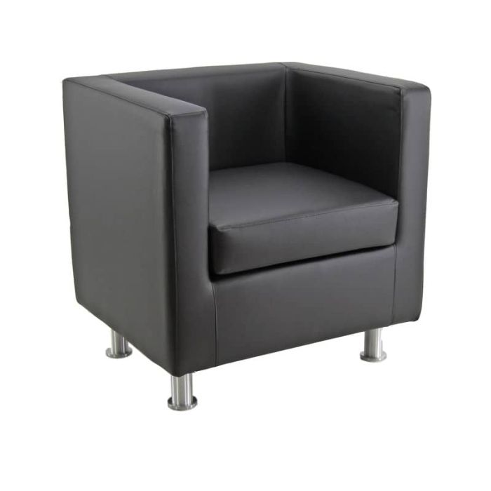 Divano attesa 1 posto Unisit Pragma PR1 schienale fisso - rivestimento tessuto similpelle nero - PR1/KN main product photo