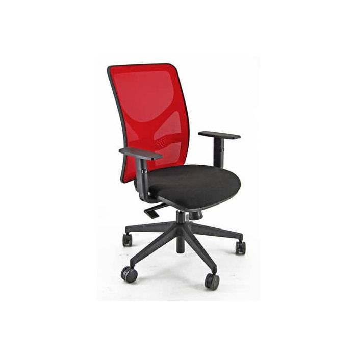 Sedia operativa girevole Unisit Pentagon Y10 PENA schienale in rete rosso - riv. Eco nero + braccioli - PENA/BRF/EN/R main product photo