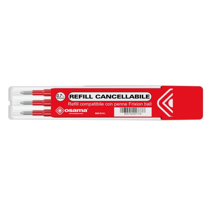 Refill inchiostro gel cancellabile RISCRIVI 0,7 mm rosso astuccio da 3 pz - OW 10136 R main product photo