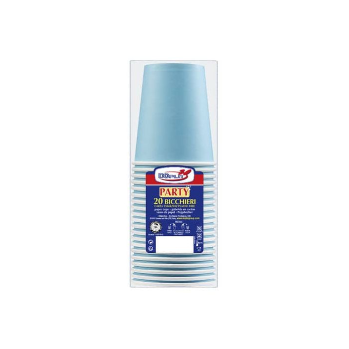 Bicchieri carta WD 250ml conf. 20 pz Dopla Green azzurro 42163 main product photo