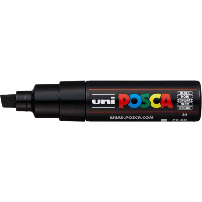 Marcatore a tempera POSCA Uni-Ball punta a scalpello 8 mm nero M PC8K N main product photo
