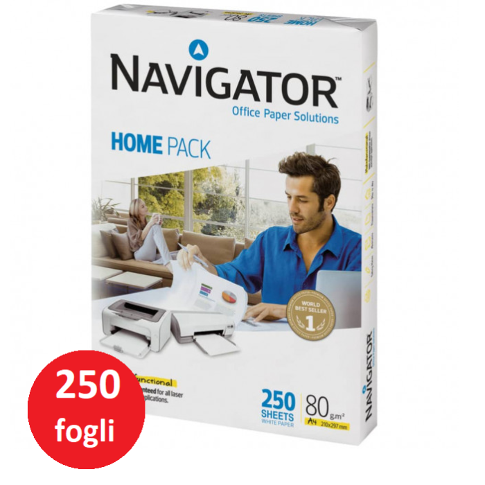 Carta per fotocopie Navigator Home Pack 80gr/mq A4 - Risma da 250 fogli - NHP0800044 main product photo