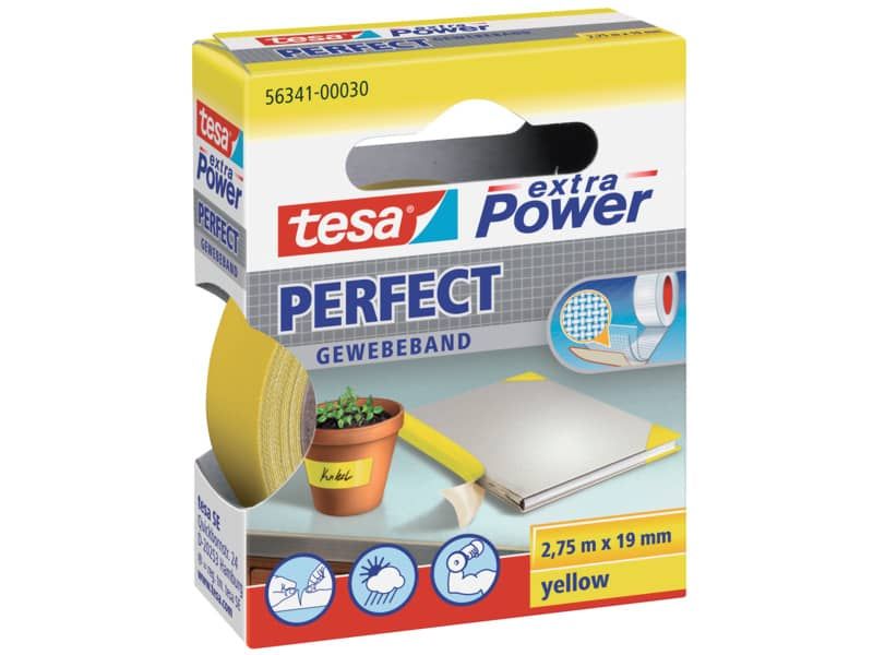 Nastro adesivo in tela tesa extra Power Perfect plastificato 19 mm x 2,75 m  giallo - 56341-00030-03 a soli 3.87 € su