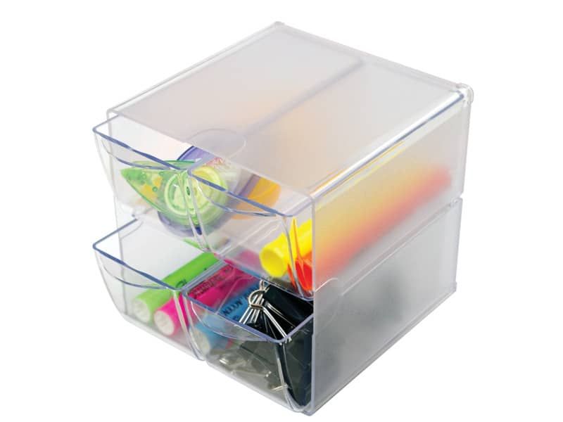 Cubo organizer deflecto in polistirene con 4 cassetti trasparente 350301 a soli  26.66 € su