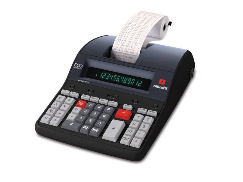 Calcolatrice scrivente da tavolo 3,6 linee/secondo OLIVETTI Logos 912 con  display LCD a 12 cifre nero - B5897 000 a soli 105.99 € su