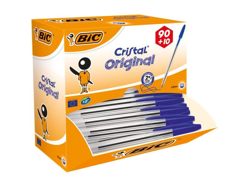 Penne a sfera BIC Cristal M 1 mm blu value pack 90+10 - 942910 a