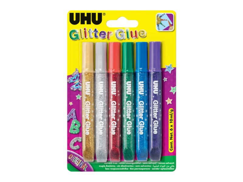 Colla Glitter Uhu 20 ml Conf. 24 pezzi colori assortiti