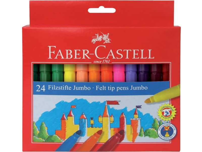 Pennarelli Faber-Castell CASTELLO Jumbo punta grossa 5 mm assortiti  astuccio di cartone da 24 - 554324 a soli 11.66 € su