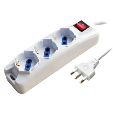 Multipresa a 3 posti schuko/bipasso 16A bianca MKC con interruttore 492518408