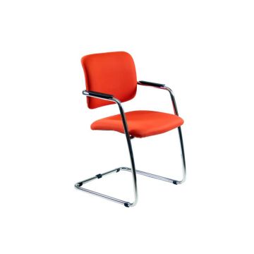 Sedia visitatore con slitta Unisit Lithium LTLT struttura cromata - rivest. Eco rosso - impilabile LTLT/ER