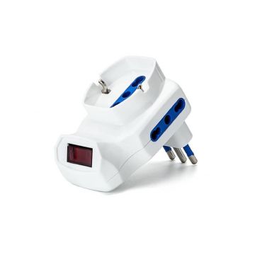 Adattatore a 3 vie - 2 P17/11 & 1 P40 (short) - con interruttore - bianco Aigostar 10A - 198510