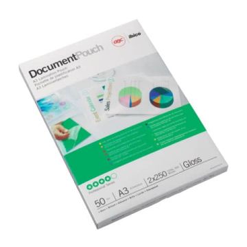 Pouches per plastificatrici GBC 2x75 µm finitura lucida A3 30,3x42,6 cm Conf. 100 pezzi - 3200745