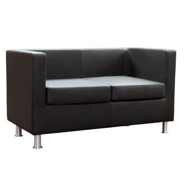 Divano attesa 2 posti Unisit Pragma PR2 schienale fisso - rivestimento tessuto similpelle nero - PR2/KN