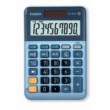 Calcolatrice da tavolo MS-100EM-W-EP - grigio - solare e batteria Casio display 10 cifre - MS-100EM-W-EP
