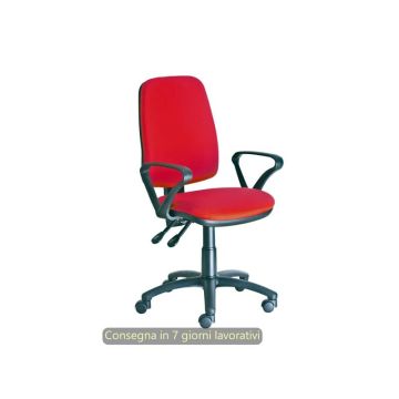 Poltrona operativa Ariel Back-system in tessuto ignifugo Seditaly con braccioli fissi rosso - ARGMC4C0BB411