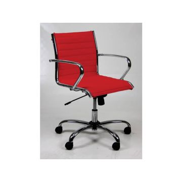 Poltrona direzionale girevole Unisit Pollux New PND schienale basso - rivest. ignifugo rosso - con braccioli - PND/IR