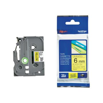 BROTHER NASTRO NERATZE-611SU FONDO GIALLO LAMINATO 6MM LUNGHEZZA 8MT