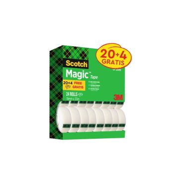 Nastro adesivo Scotch Magic™ 810 19 mm x 33 m trasparente opaco Value Pack 20 rotoli + 4 GRATIS - 8-1933R24TPR