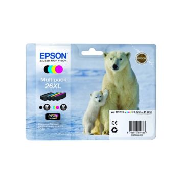 Cartucce inkjet alta resa Orso polare 26XL Epson n+c+m+g Conf. 4 - C13T26364010