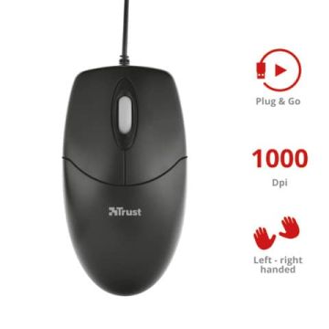 Mouse ottico a 3 tasti Trust Optical nero 23634