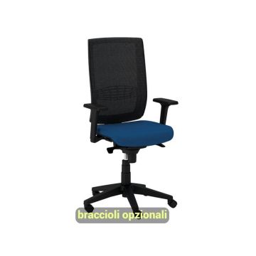 Sedia semidirezionale girevole Unisit Kind KIAN schienale in rete nero - rivestimento ignifugo blu -KIAN/IB